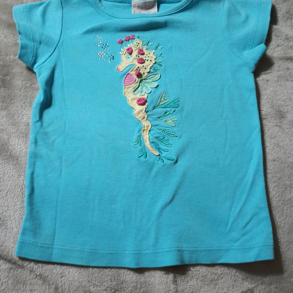 Lemon Loves Lime Aqua Seahorse Tee Size 3T